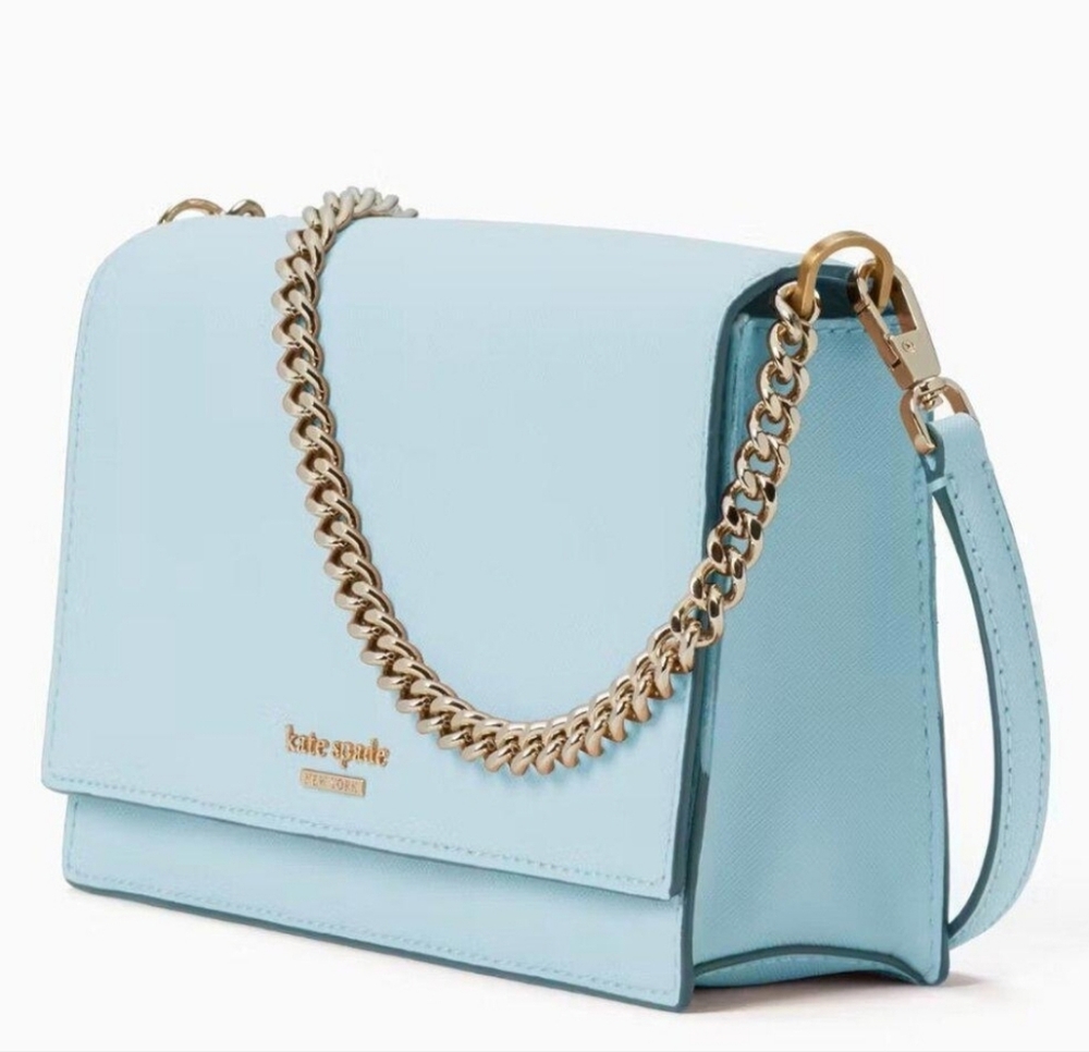 Kate Spade Sky Blue Cameron Convertible Crossbody Bag with Sliver Chain NWOT
